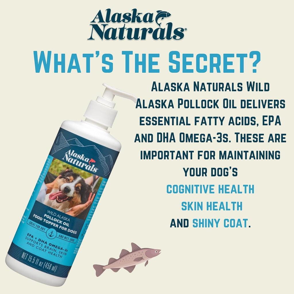 Aceite de Pescado Salvaje de Alaska Alaska Naturals para Perros - Suplemento Líquido Omega 3 EPA DHA, 946 ml (32 oz) con Bomba