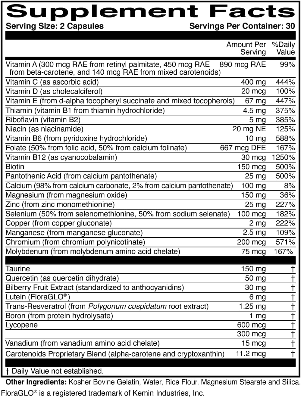 ScienceBased Health OcularEssentials – Daily Multivitamin with Vision Support – 60 Capsules