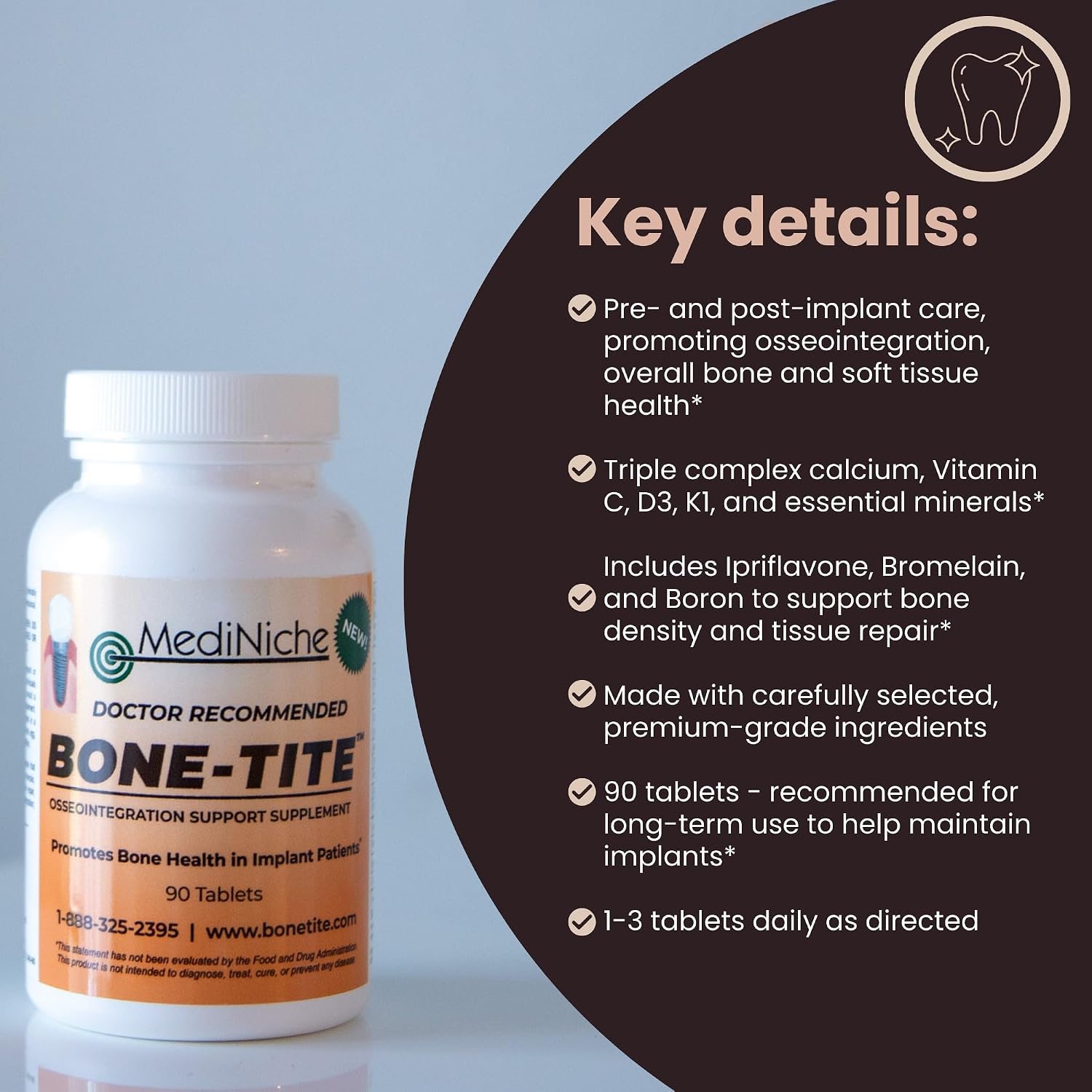 Bone-Tite Osseointegration Support Supplement | 90 Tablets
