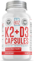 Dr. Boz K2+D3 Cápsulas - 5000 UI D3 y 4000 UI K2 con BioPerine