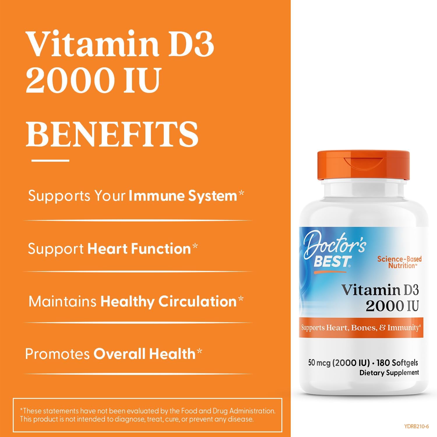 Doctor's Best Vitamina D3 2000 IU - 180 Cápsulas Blandas