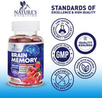Nature's Nutrition Gominolas para Memoria y Concentración - Suplemento Cerebral 3X con Vitamina B6, B12 y Fosfatidilserina - 60 Gominolas