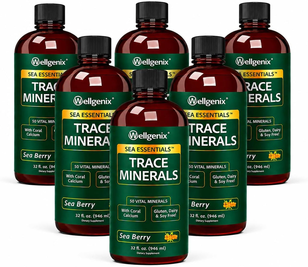 Wellgenix Sea Essentials Minerales Traza Líquidos, 6 Botellas de 946 ml (32 oz) cada una