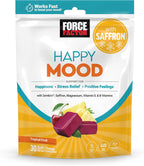 Force Factor Happy Mood - Complemento de Apoyo al Estado de Ánimo, con Magnesio, Azafrán y Zembrin®, Sabor Fruta Tropical, 30 Gominolas Suaves
