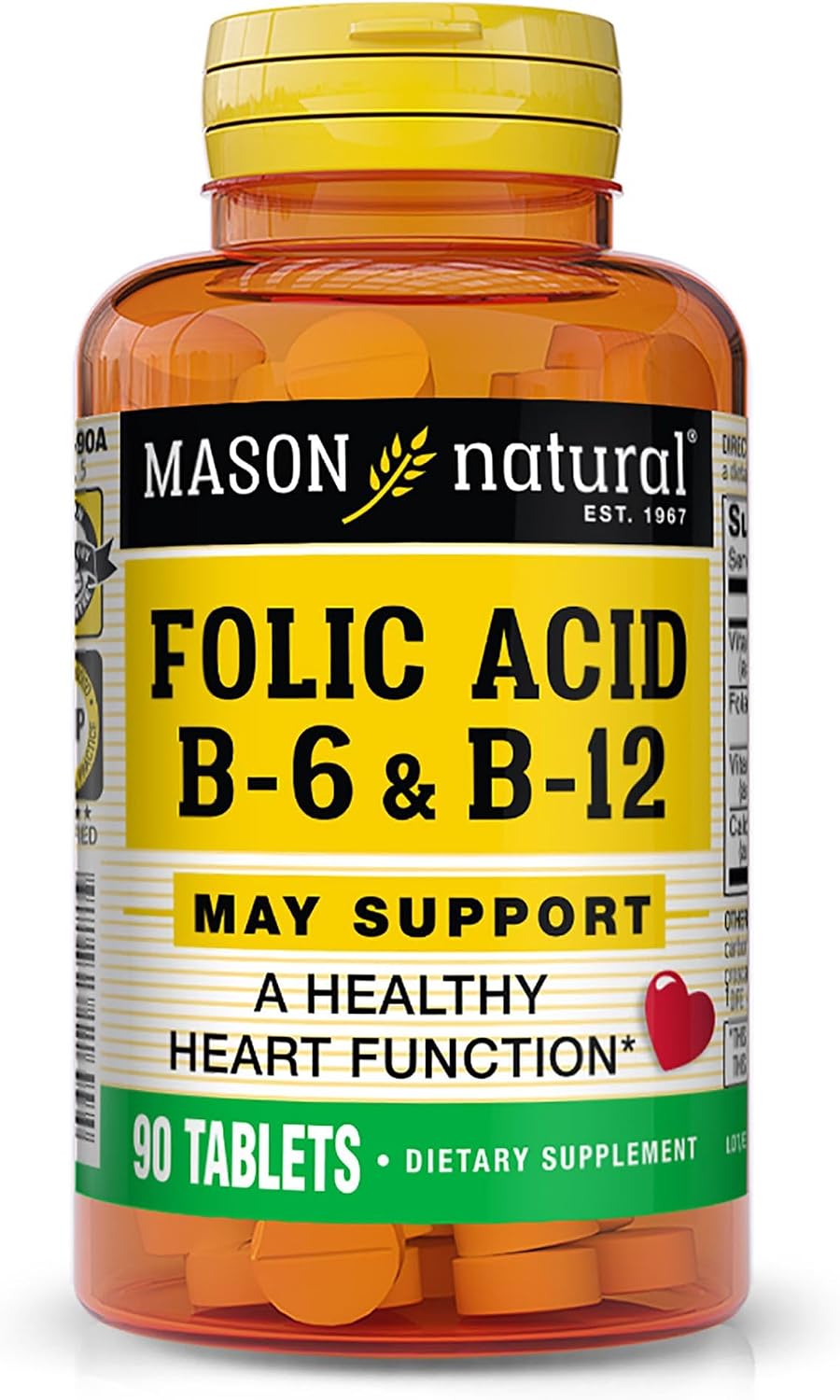 Mason Natural Folic Acid with B6 and B12 Vitamins, 90 Tablets
