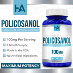 Policosanol 100mg - Suplemento de Alta Potencia con Alcoholes Grasos de Cera Vegetal | Vegano y Sin Gluten | 90 Cápsulas