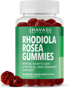 Rhodiola Rosea Gummies – Gomitas Adaptógenas Sin Azúcar, 60 uds – Sabor a Bayas Mixtas