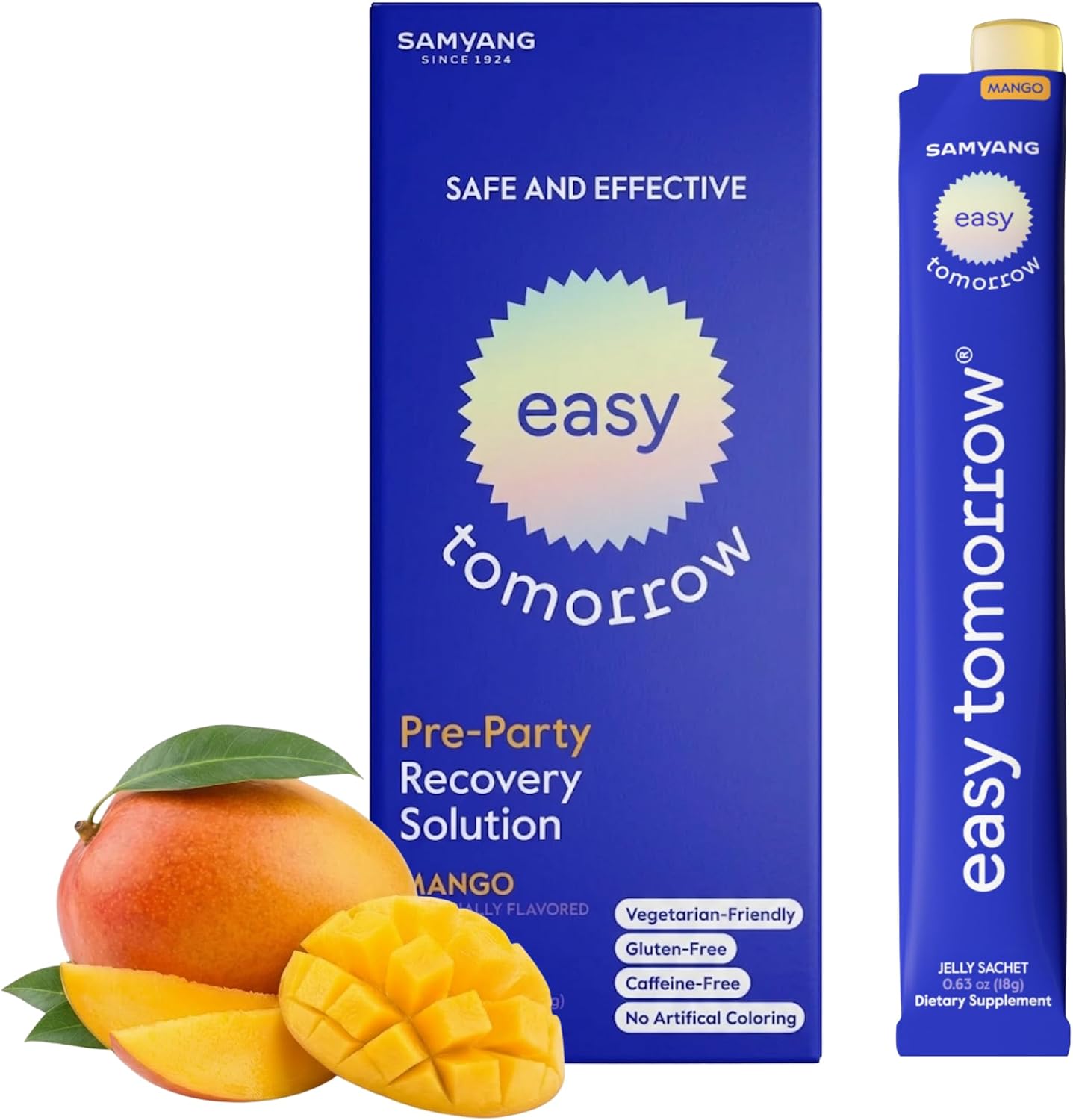 EASY TOMORROW - Natural Energy & Morning Vitality Jelly Stick (Sabor Mango, 10 sticks)