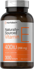 Horbäach Vitamina E 400 UI (268 mg) - 300 Cápsulas Blandas - D-Alfa Tocoferol Natural - Sin Gluten y No Transgénico