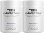 Codeage Teen Clearface - Suplemento para la piel de adolescentes con vitaminas, zinc, probióticos y omega-3 (2 unidades)