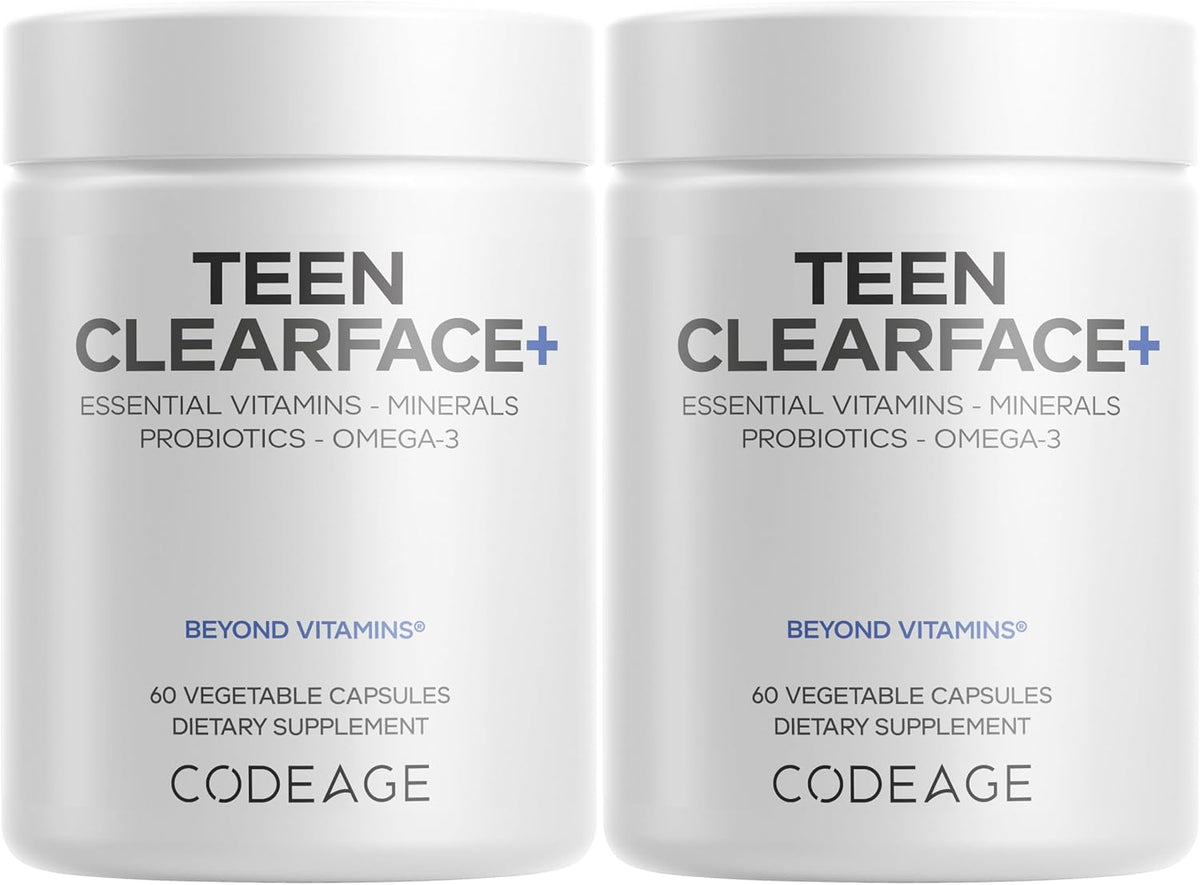 Codeage Teen Clearface - Suplemento para la – La vitamina A contribuye al mantenimiento de la piel en condiciones – Image 1