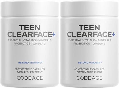 Codeage Teen Clearface - Suplemento para la – La vitamina A contribuye al mantenimiento de la piel en condiciones – Image 1