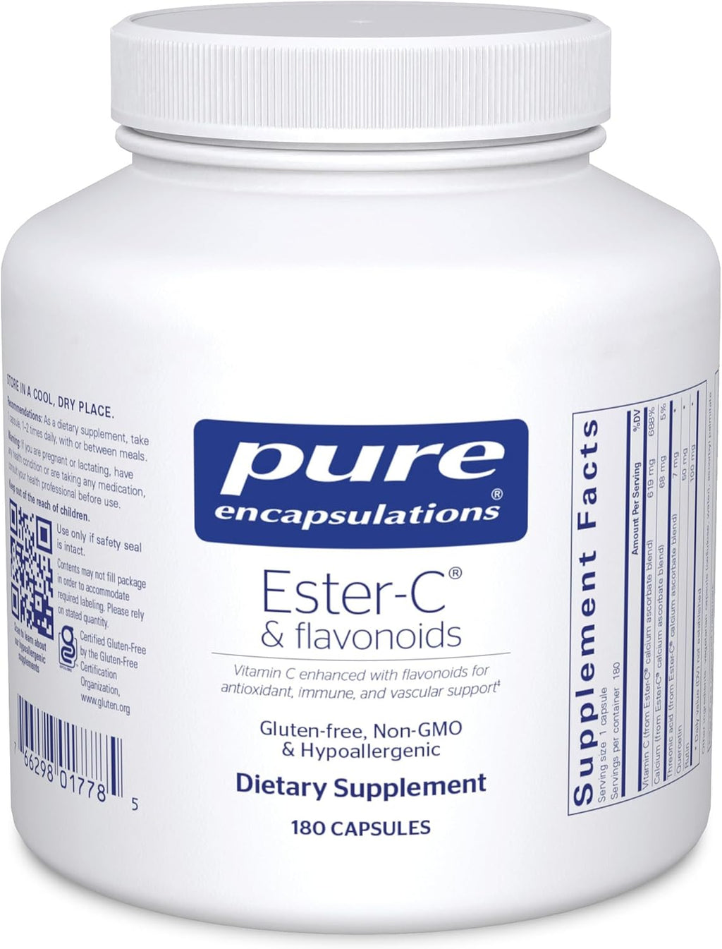 Pure Encapsulations Ester-C & Flavonoids - Vitamin C with Bioflavonoids, Quercetin, and Rutin - 90 Capsules