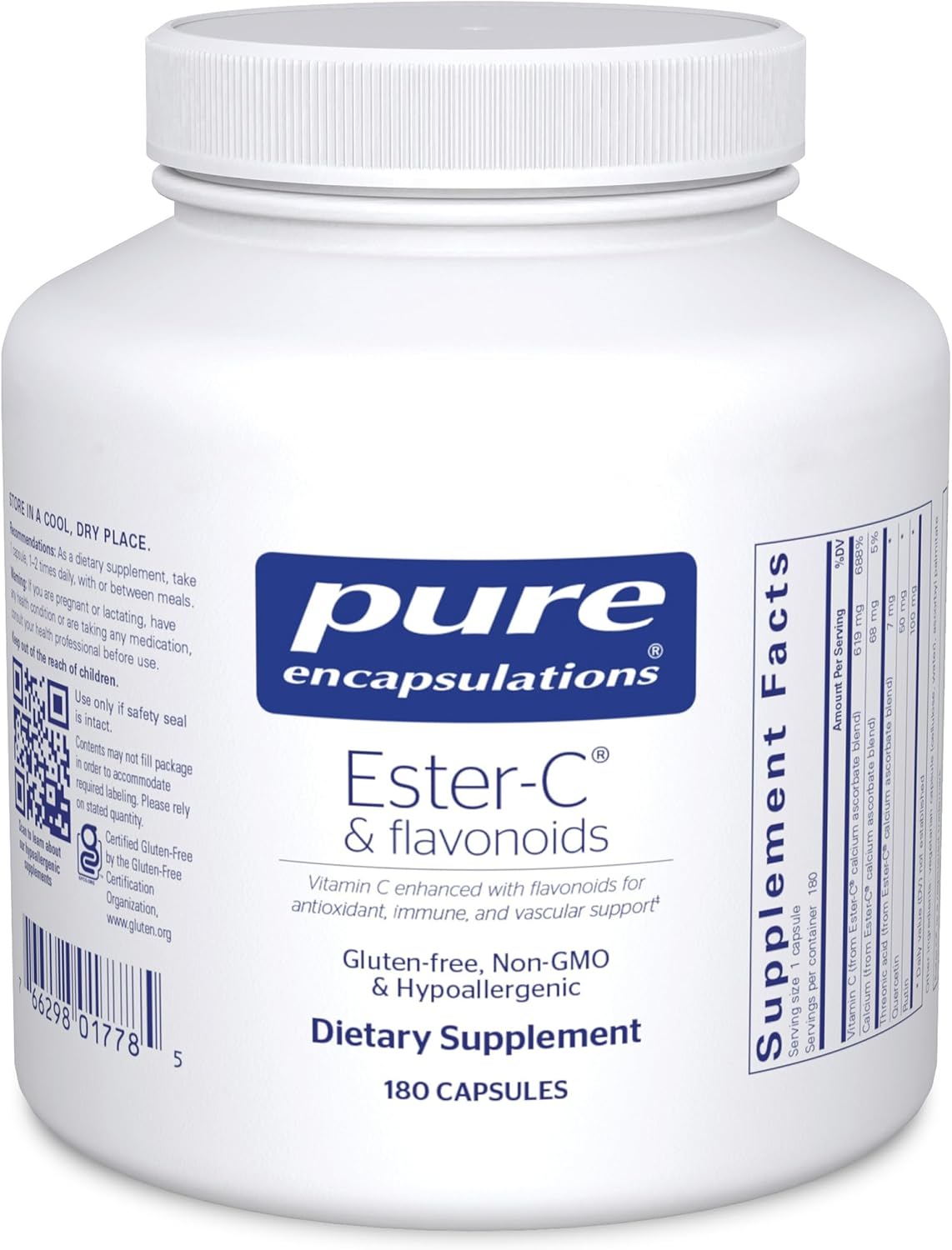 Pure Encapsulations Ester-C & Flavonoids - Vitamin C with Bioflavonoids, Quercetin, and Rutin - 90 Capsules