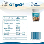 Oliga3 Omega-3 EPA DHA con Aceite de Oliva, Vitamina D y E | 30 Cápsulas Blandas