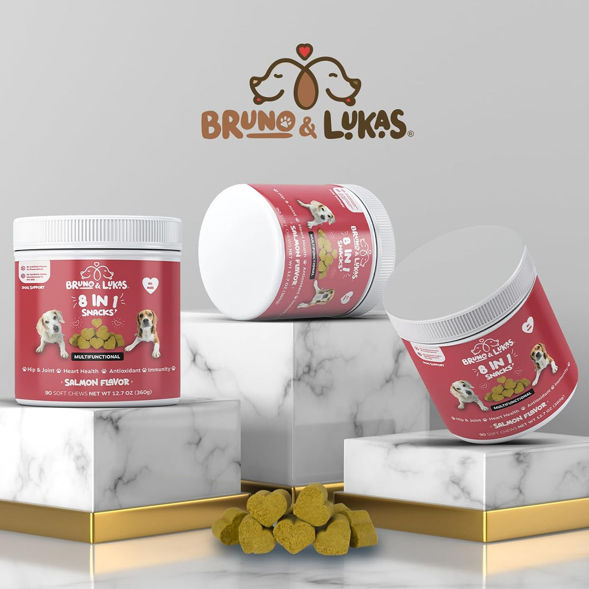 Multivitamínico para Perros 8 en 1 con Glucosamina y Aceite de Pescado – 90 Comprimidos Masticables Sabor Salmón – Image 9