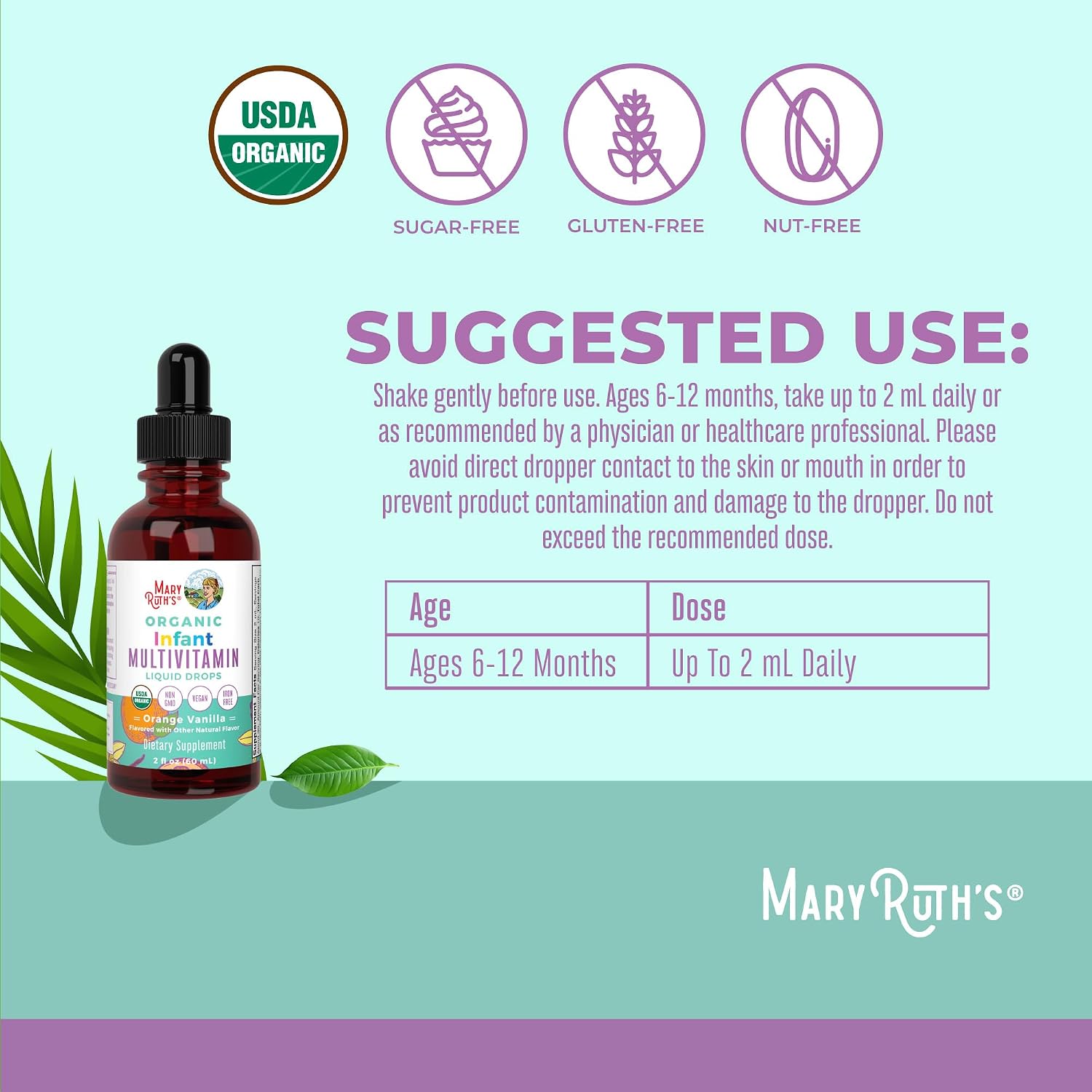 MaryRuth's Organics Multivitamínico Orgánico para Bebés | Gotas Líquidas 2 oz