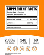 Cápsulas de L-Prolina 2000mg - 240 Cápsulas - BulkSupplements