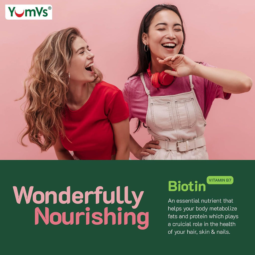 YUM-V'S YumVs Biotin Gummies 5000mcg - Sabor Frambuesa - 60 Gominolas (Envase de 2)