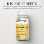 SOLARAY Methylated B Complex - B Vitamin Complex with B12, B6, B1, Folic Acid & Biotin - 60 Vegan Capsules