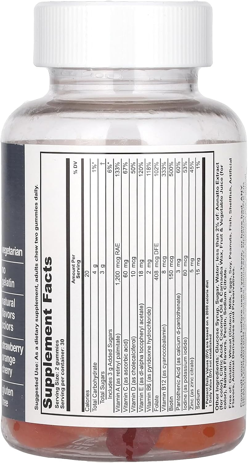 T.RQ Multi-Vitamin Gummy (Complemento Alimenticio) - 60 Gominolas de Fresa, Naranja y Cereza Naturales