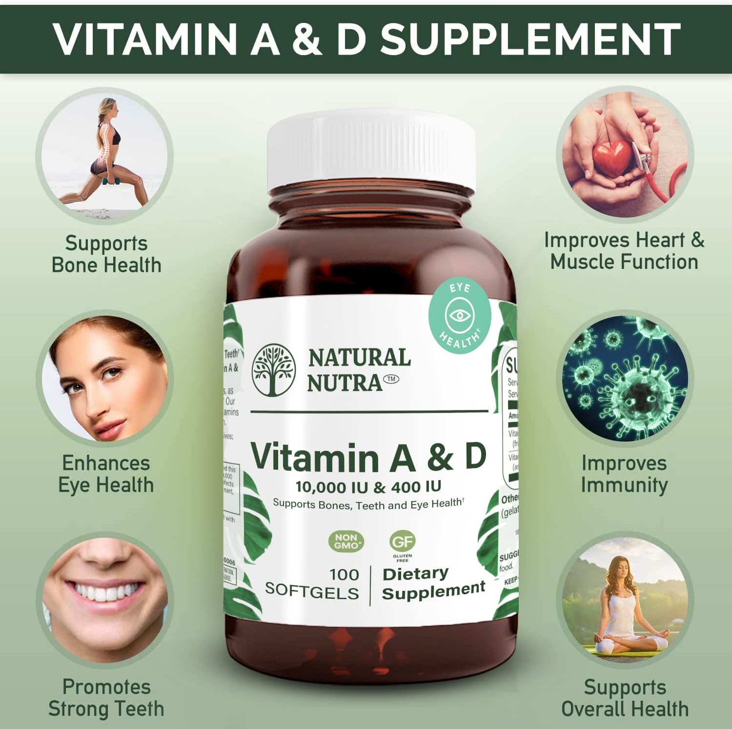 Natural Nutra Vitamina A y D, 100 Cápsulas Blandas