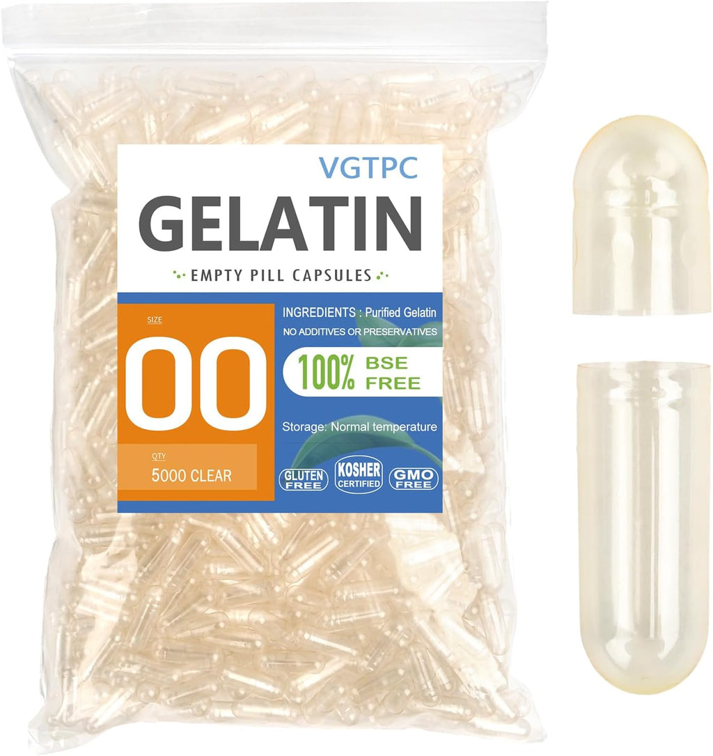 Cápsulas de Gelatina Vacías Tamaño 00 Separadas - 5000 Unidades