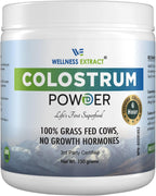 WELLNESS EXTRACT Calostro Bovino en Polvo con Lactoferrina, Complemento Alimenticio de Calostro Orgánico de Pasto, Rico en IgG e IgA, Sin Sabor, 60g