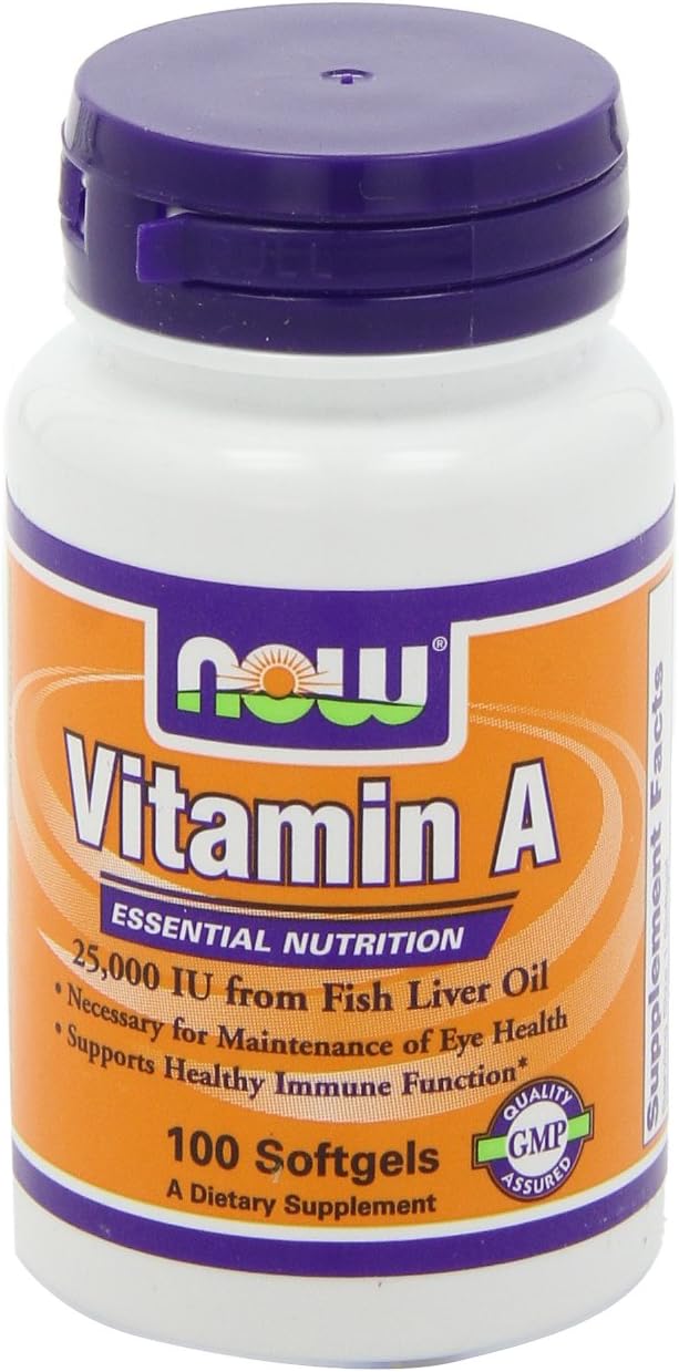 NOW Foods Vitamina A 25.000 UI, 100 Cápsulas Blandas (Pack de 4)
