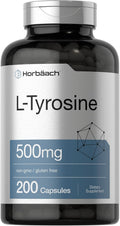 Horbaach L-Tirosina 500 mg | 200 Cápsulas | Suplemento de Aminoácido No OGM y Sin Gluten