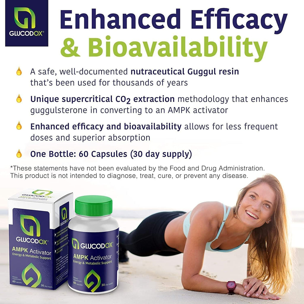 GlucodOX AMPK Activator – 60 Cápsulas – Suplemento Vegano con Guggul para el Metabolismo y la Longevidad