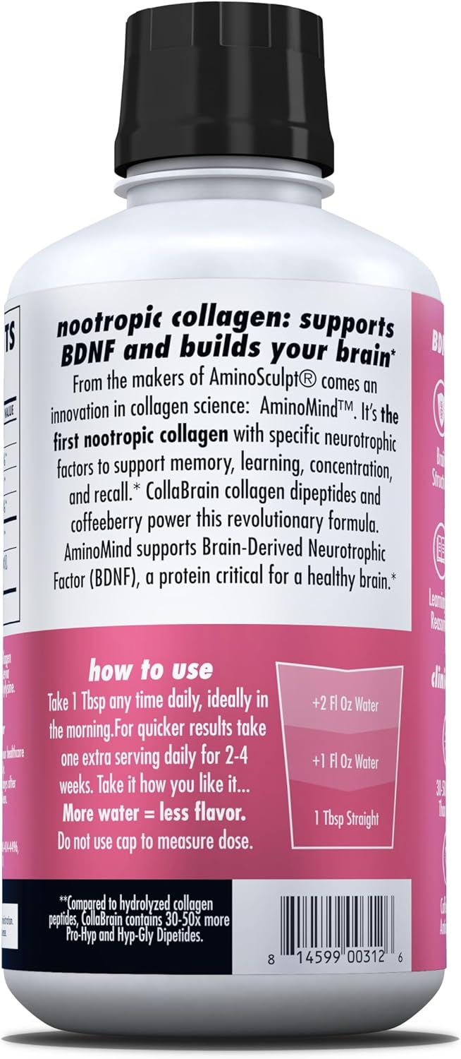 AminoMind – Suplemento de Colágeno Nootrópico para la Salud Cerebral – 14 Fl Oz (28 porciones)