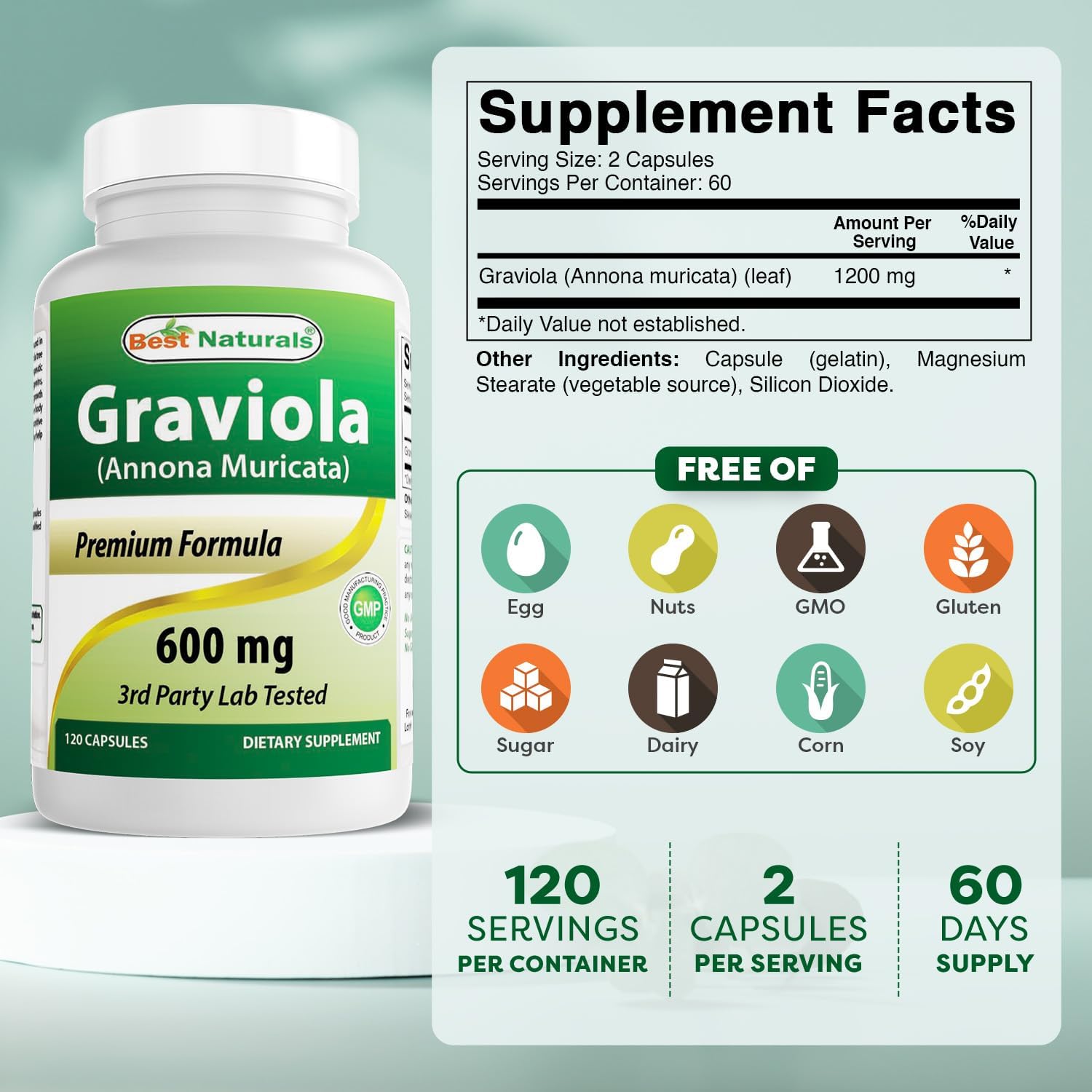 Graviola 600 mg Cápsulas - Annona Muricata - Best Naturals