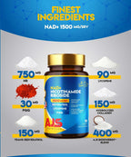 AJS NAD+ Cellular Energy – Suplemento NR con PQQ, Resveratrol, Licopeno y Colágeno – 90 Cápsulas