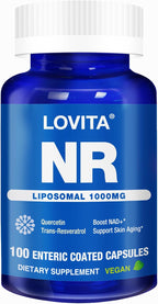 LOVITA Liposomal NR (Nicotinamida Ribósido) 1000 mg con Quercetina y Trans-Resveratrol – 100 Cápsulas Veganas