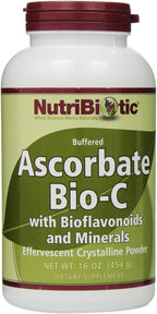 NutriBiotic Ascorbate Bio-C - Polvo efervescente de vitamina C con bioflavonoides de limón y minerales - 454 g