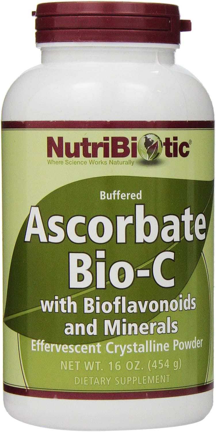 NutriBiotic Ascorbate Bio-C - Polvo efervescente de vitamina C con bioflavonoides de limón y minerales - 454 g