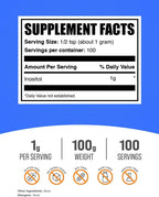 BulkSupplements Inositol en Polvo - Suplemento de Inositol (100g)