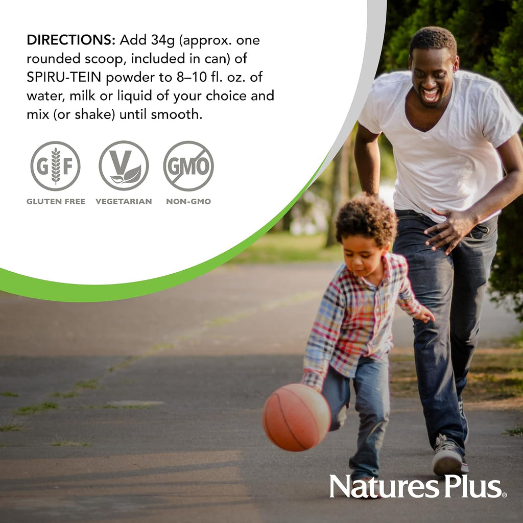 NaturesPlus SPIRU-TEIN, Peaches & Cream - Proteína Vegetal en Polvo con Vitaminas y Minerales