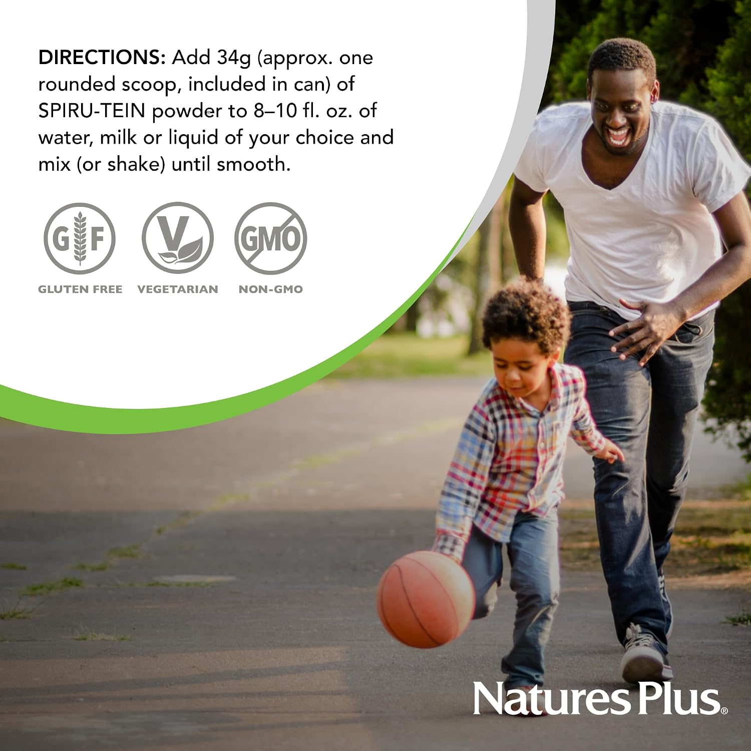 NaturesPlus SPIRU-TEIN, Peaches & Cream - Proteína Vegetal en Polvo con Vitaminas y Minerales
