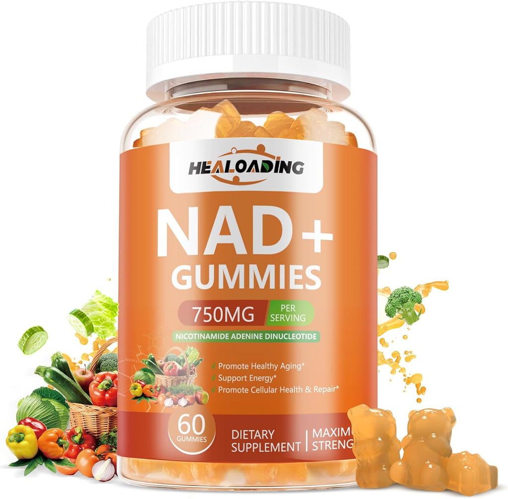 HEALOADING NAD+ Gummies con Resveratrol - 750mg de NAD+ por Dosis - 60 Gominolas
