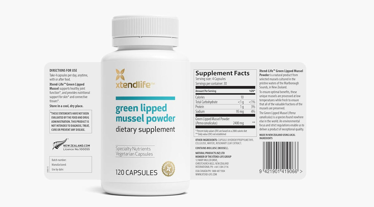 Xtend-Life Mejillón de Labio Verde 2400 mg – Glicosaminoglicanos (GAGs): Son moléculas estructurales que forman – Image 2