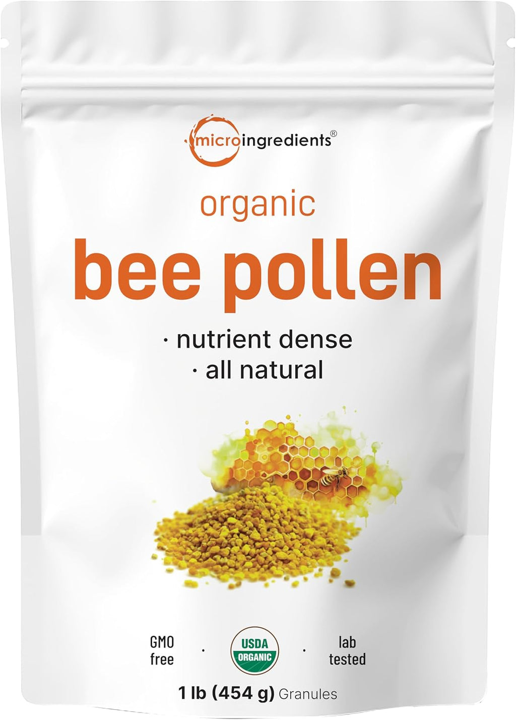 Micro Ingredients Polen de Abeja Orgánico en Gránulos - 1 Libra (454 g)