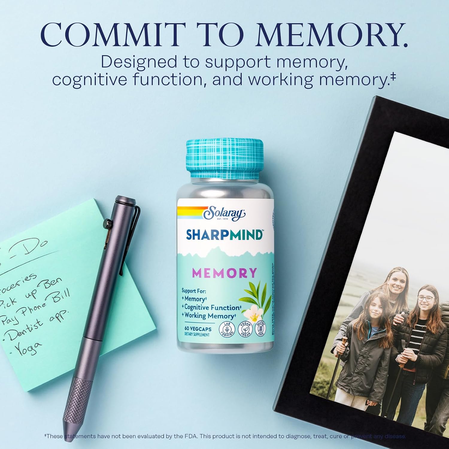SOLARAY SharpMind Memory Formula - Complemento para la Memoria y Concentración - 60 cápsulas veganas