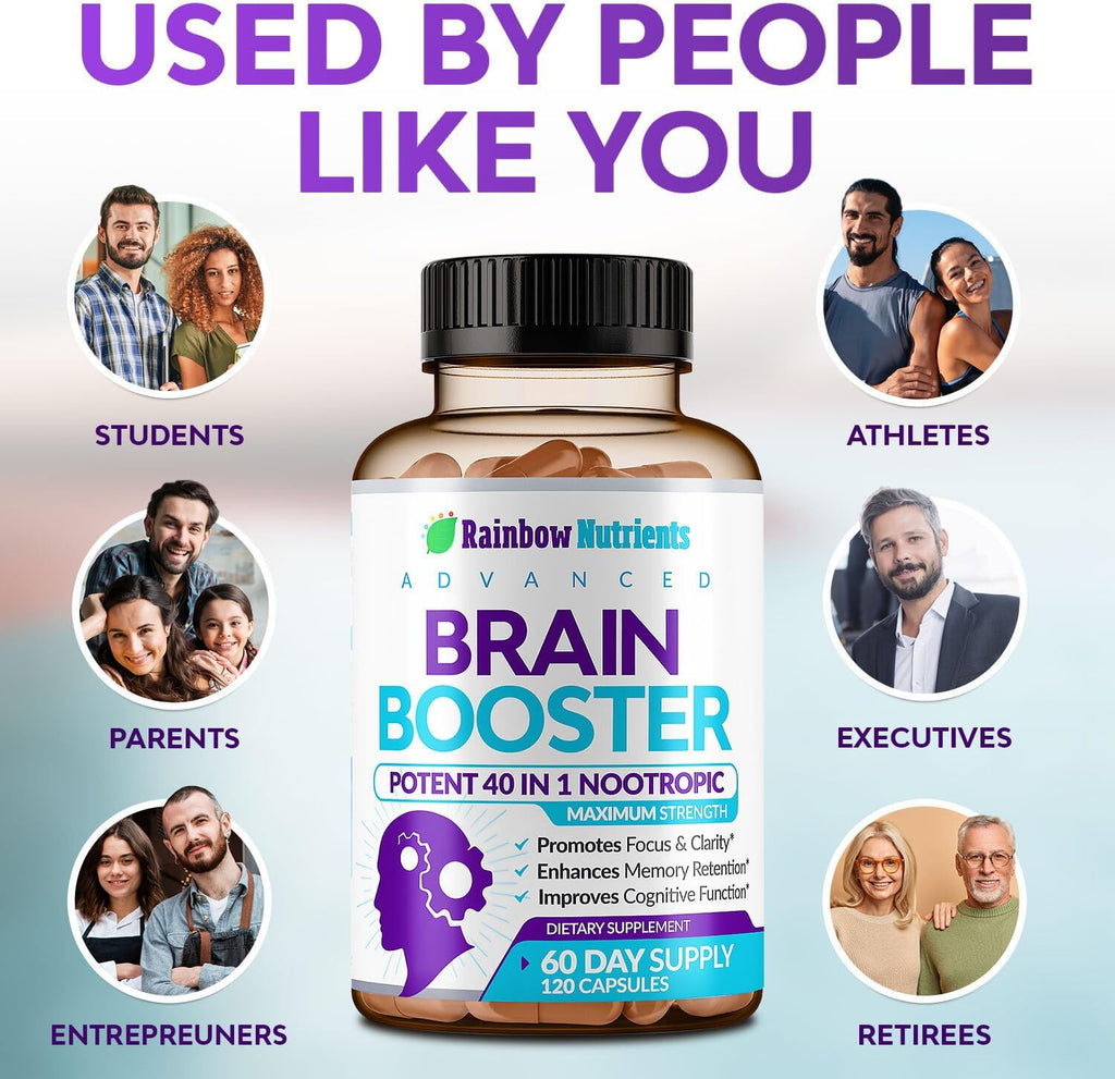 40 en 1 Nootrópico Natural para Memoria, Enfoque y Claridad | Rainbow Nutrients
