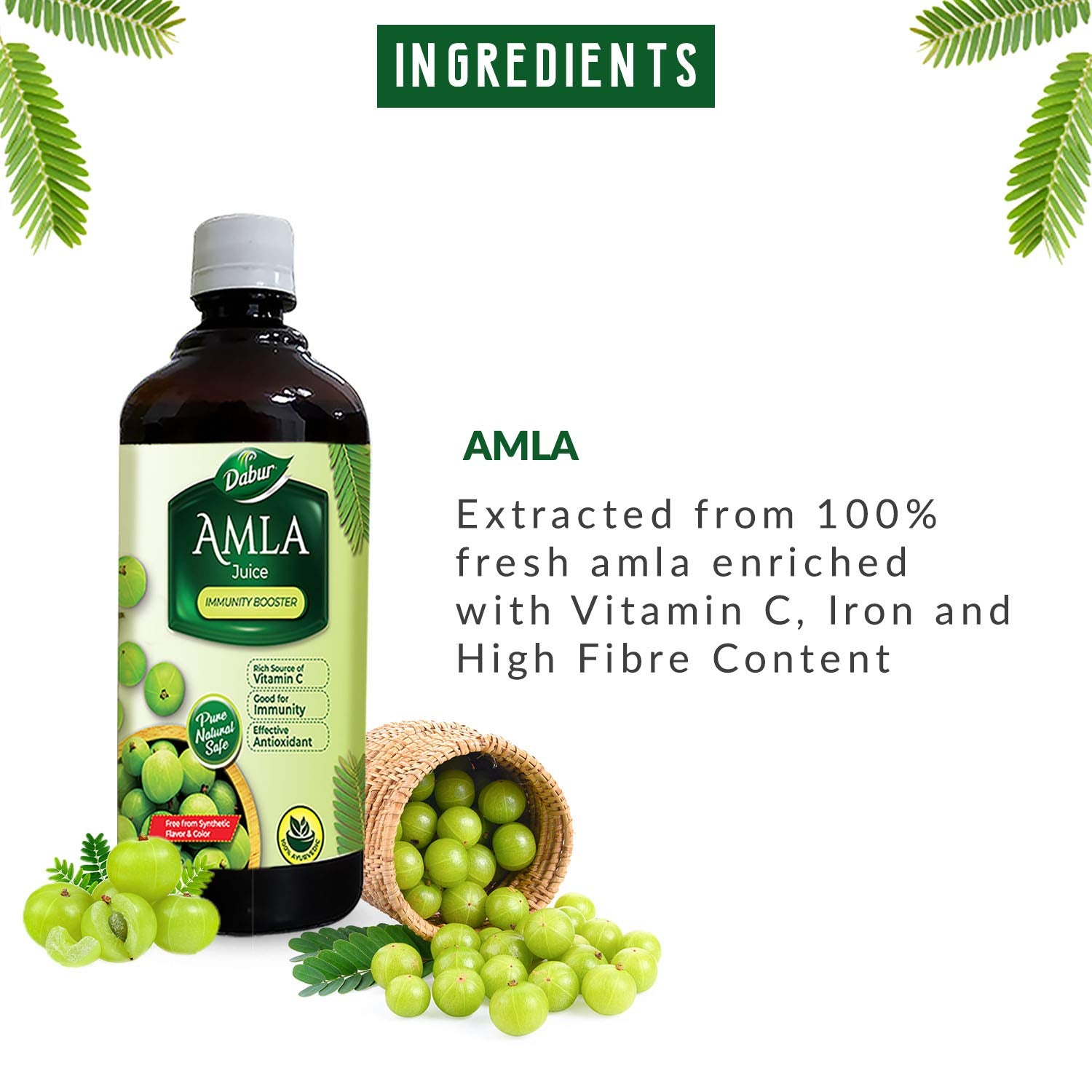 Dabur Amla Juice - 1 Litro - Rico en Vitamina C - 100% Jugo Ayurvédico