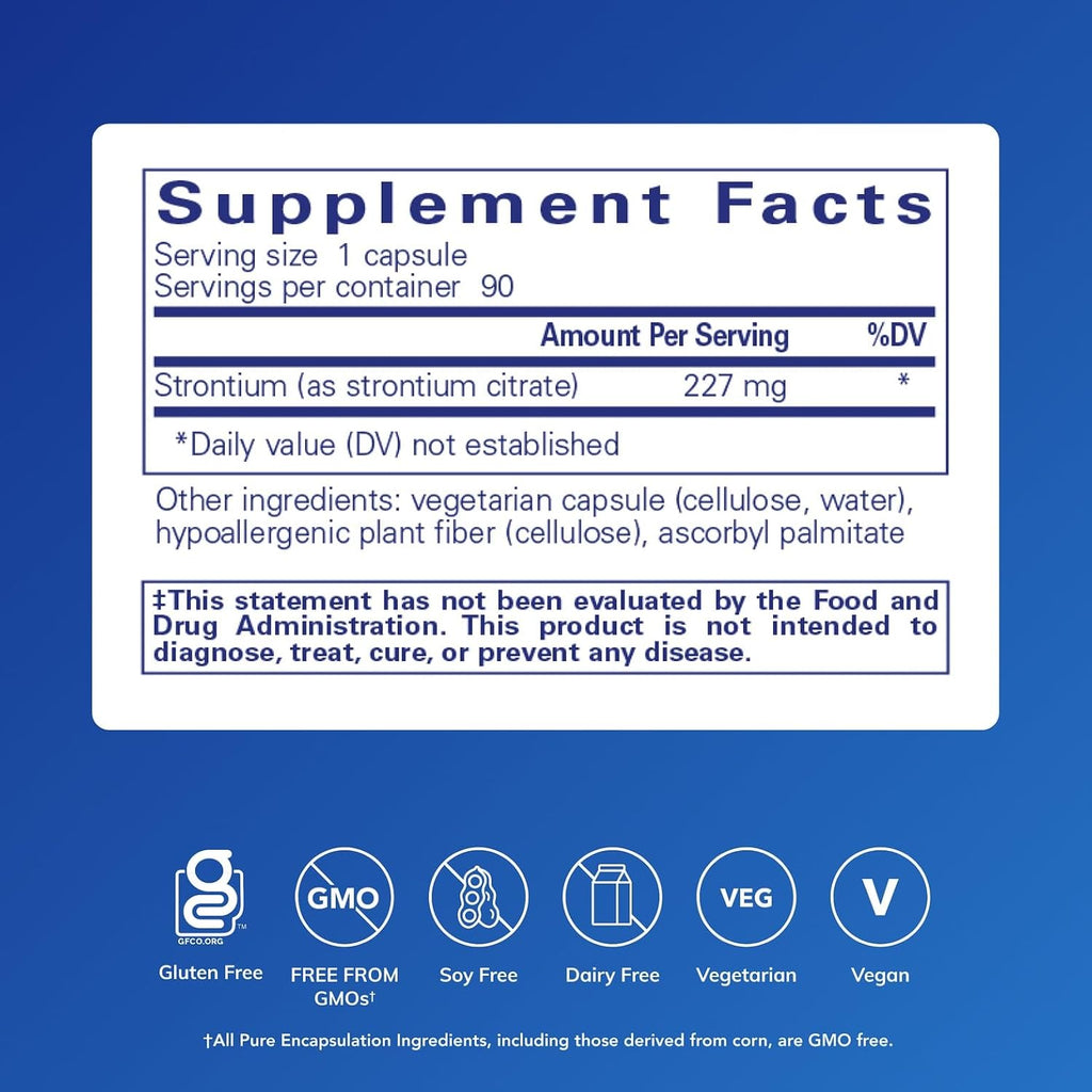 Pure Encapsulations Estroncio (Citrato) | Suplemento alimenticio hipoalergénico | 90 Cápsulas