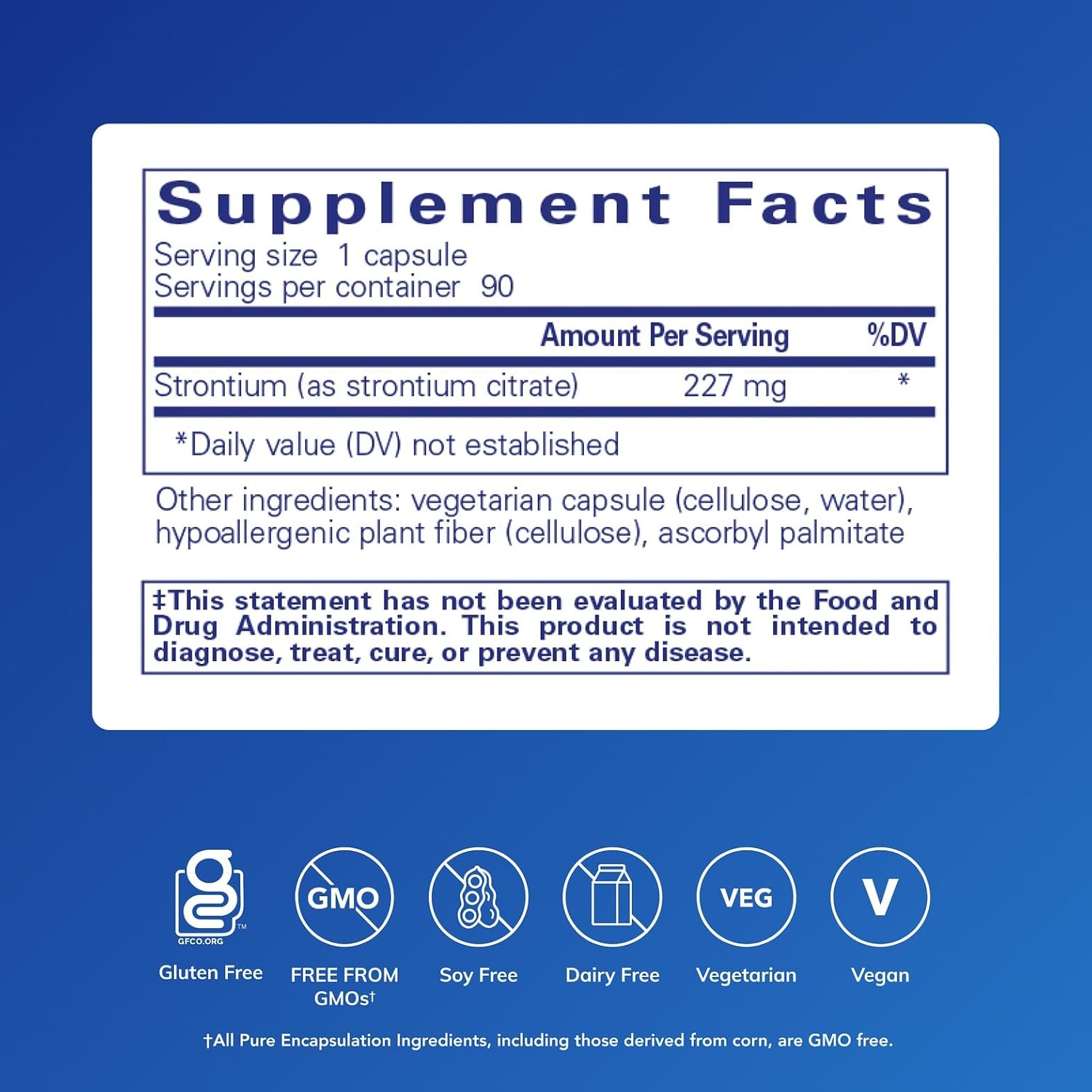 Pure Encapsulations Estroncio (Citrato) | Suplemento alimenticio hipoalergénico | 90 Cápsulas