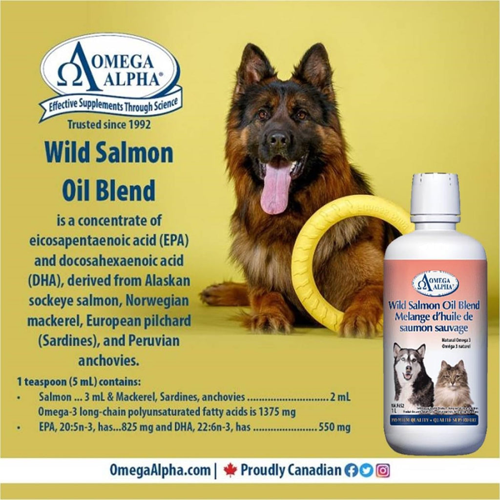 Omega Alpha Aceite de Salmón Salvaje para Perros y Gatos - 1L