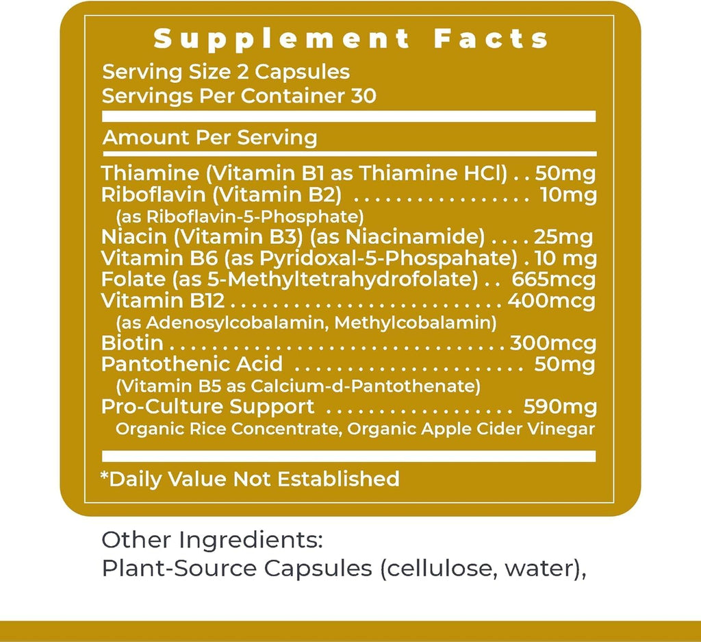 Premier Research Labs Complete B - Complejo de Vitaminas B para una Salud Óptima | Suplemento de Vitamina B con Biotina | 9 Vitaminas B Activas | para Hígado, Energía y Apoyo Cerebral - 60 Cápsulas